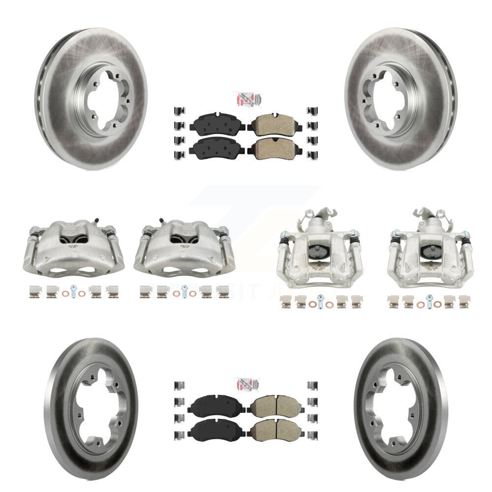 Front Rear Brake Caliper Coat Rotors & Semi-Metallic Pad Kit (10Pc) For Ford Transit-250 KCG-102154N