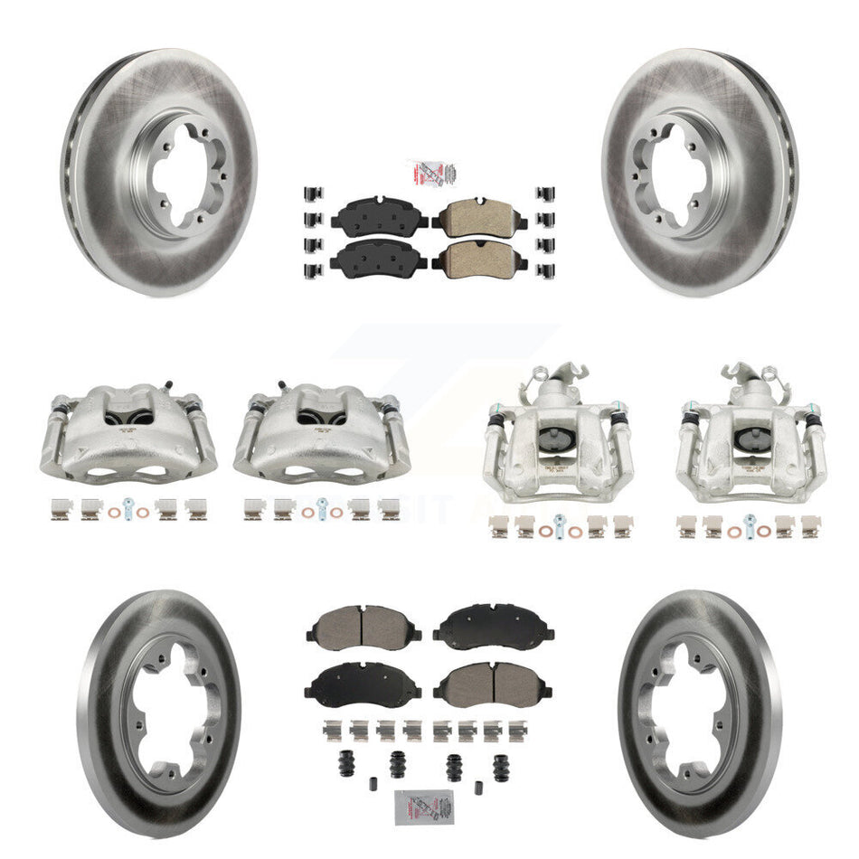 Front Rear Brake Caliper Coat Rotors & Semi-Metallic Pad Kit (10Pc) For Ford Transit-250 KCG-102155N