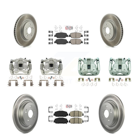 Front Rear Disc Brake Caliper Coated Rotors And Ceramic Pads Kit (10Pc) For Honda CR-V KCG-102157N