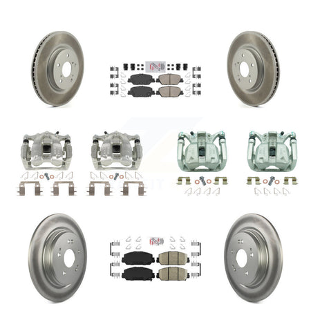 Front Rear Disc Brake Caliper Coated Rotors And Ceramic Pads Kit (10Pc) For Honda CR-V KCG-102159N