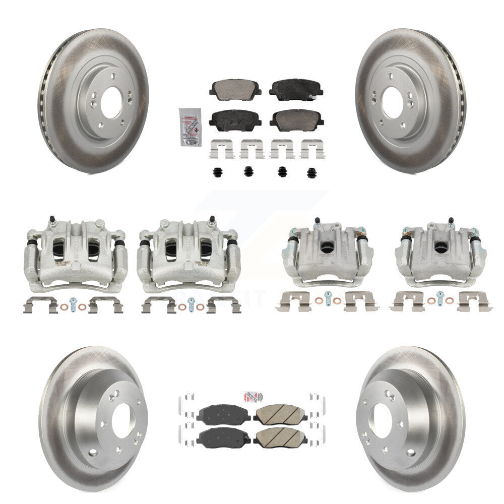 Front Rear Brake Caliper Coat Rotors Ceramic Pad Kit (10Pc) For Hyundai Santa Fe XL 3.3L KCG-102163N