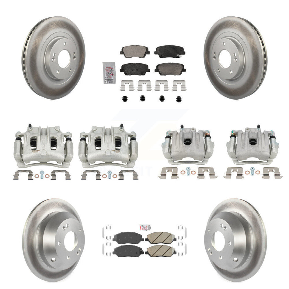 Front Rear Brake Caliper Coat Rotors Ceramic Pad Kit (10Pc) For Hyundai Santa Fe XL 3.3L KCG-102163N
