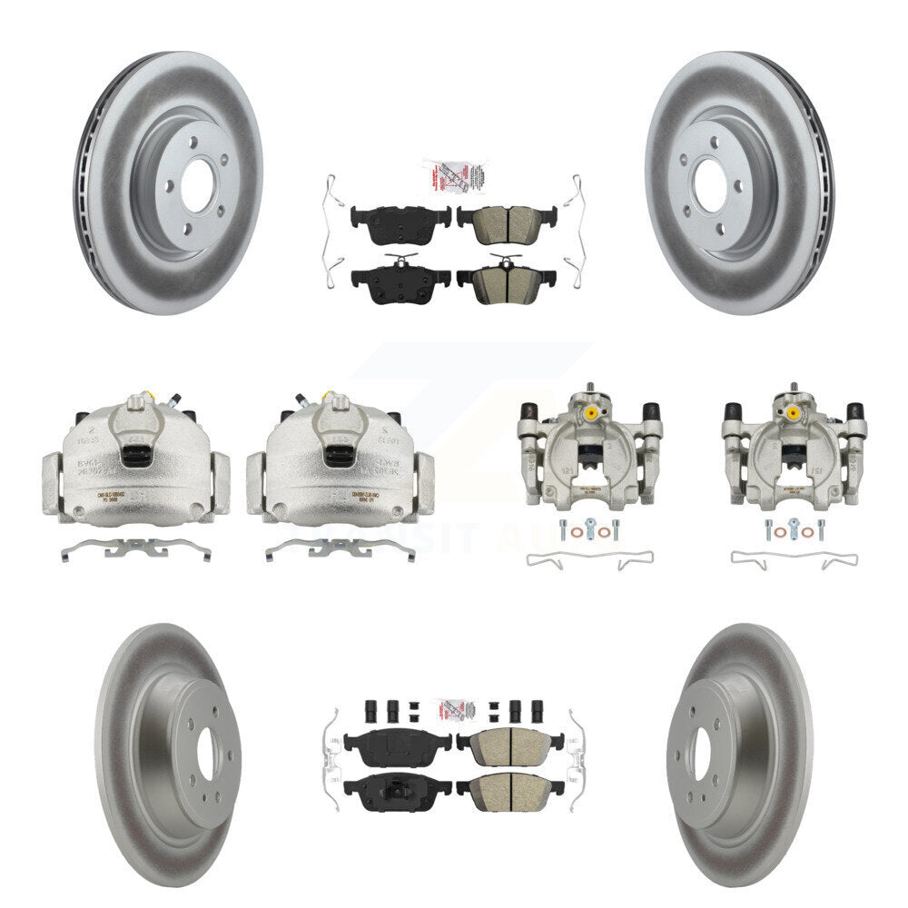 Front Rear Brake Caliper Coat Rotor & Ameribrakes Pad Kit (10Pc) For Ford Escape Lincoln KCG-102181N