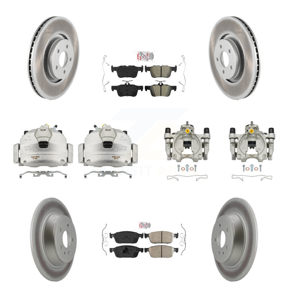 Front Rear Disc Brake Caliper Coat Rotors And Ameribrakes Pad Kit (10Pc) For Lincoln MKC KCG-102186N
