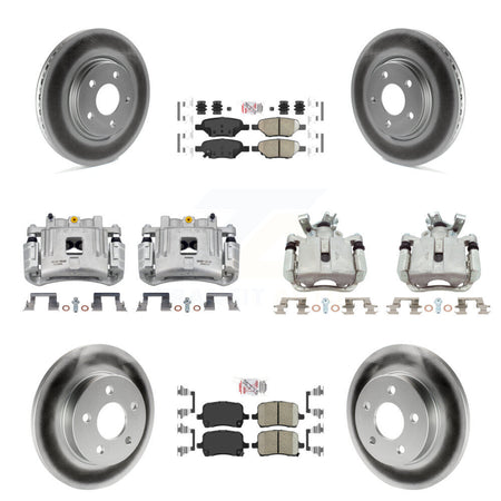 Front Rear Disc Brake Caliper Coated Rotors And Ceramic Pads Kit (10Pc) For Pontiac G6 KCG-102188N