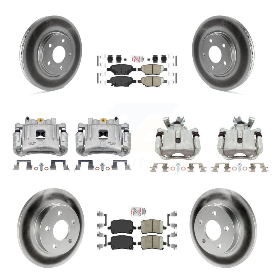 Front Rear Disc Brake Caliper Coated Rotors And Ceramic Pads Kit (10Pc) For Pontiac G6 KCG-102188N