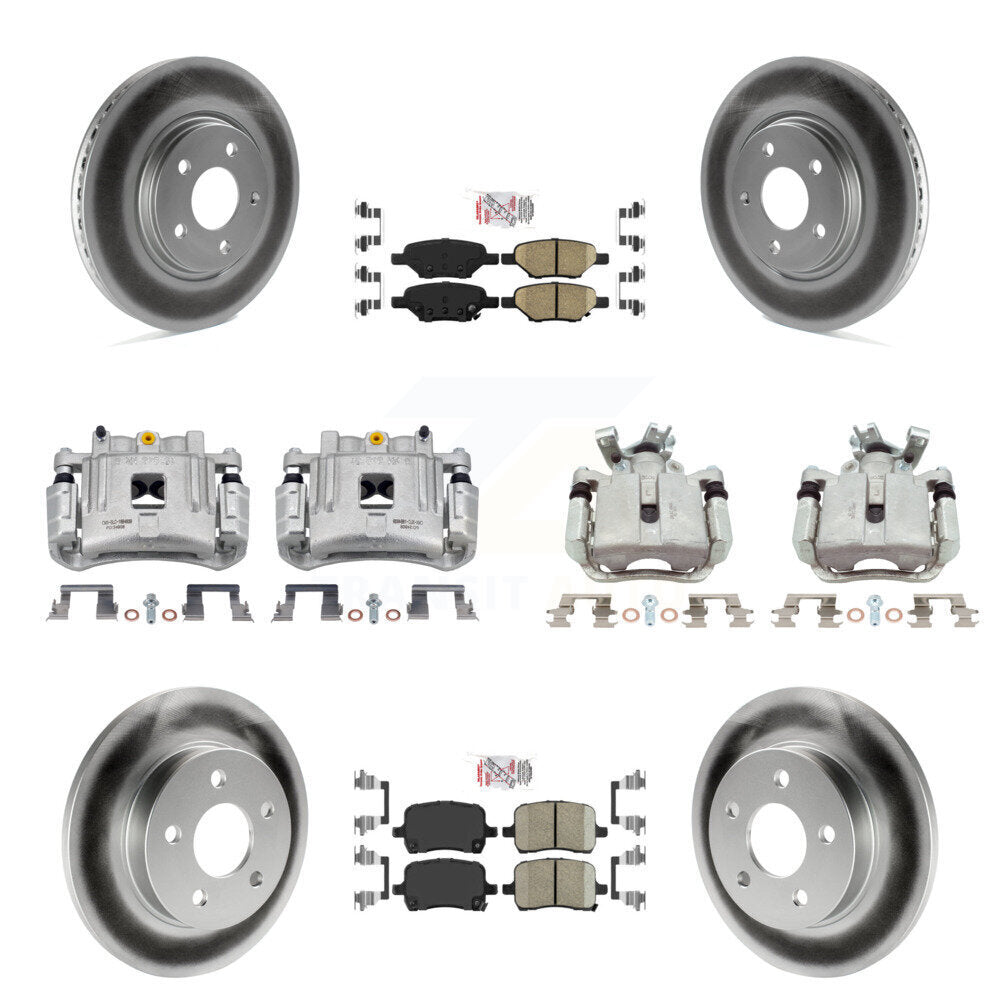 Front Rear Disc Brake Caliper Coated Rotors And Ceramic Pads Kit (10Pc) For Pontiac G6 KCG-102189N