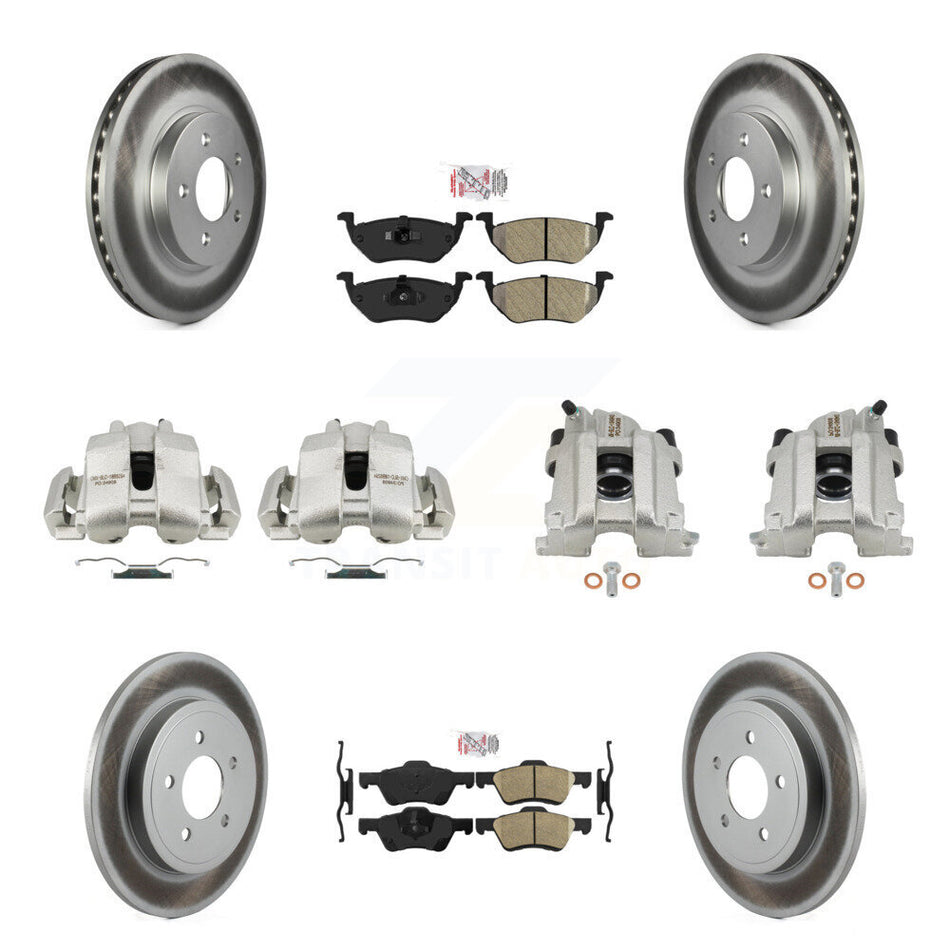 Front Rear Disc Brake Caliper Coat Rotors Ameribrakes Pad Kit (10Pc) For Mercury Mariner KCG-102190N