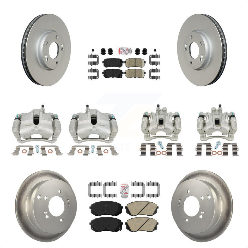 Front Rear Disc Brake Caliper Coated Rotors And Ceramic Pads Kit (10Pc) For Hyundai Tucson Kia Sportage KCG-102192N by Transit Auto