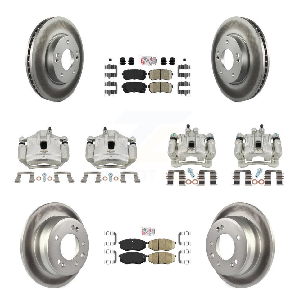 Front Rear Brake Caliper Coat Rotors & Ceramic Pad Kit (10Pc) For Hyundai Tucson Kia FWD KCG-102193N