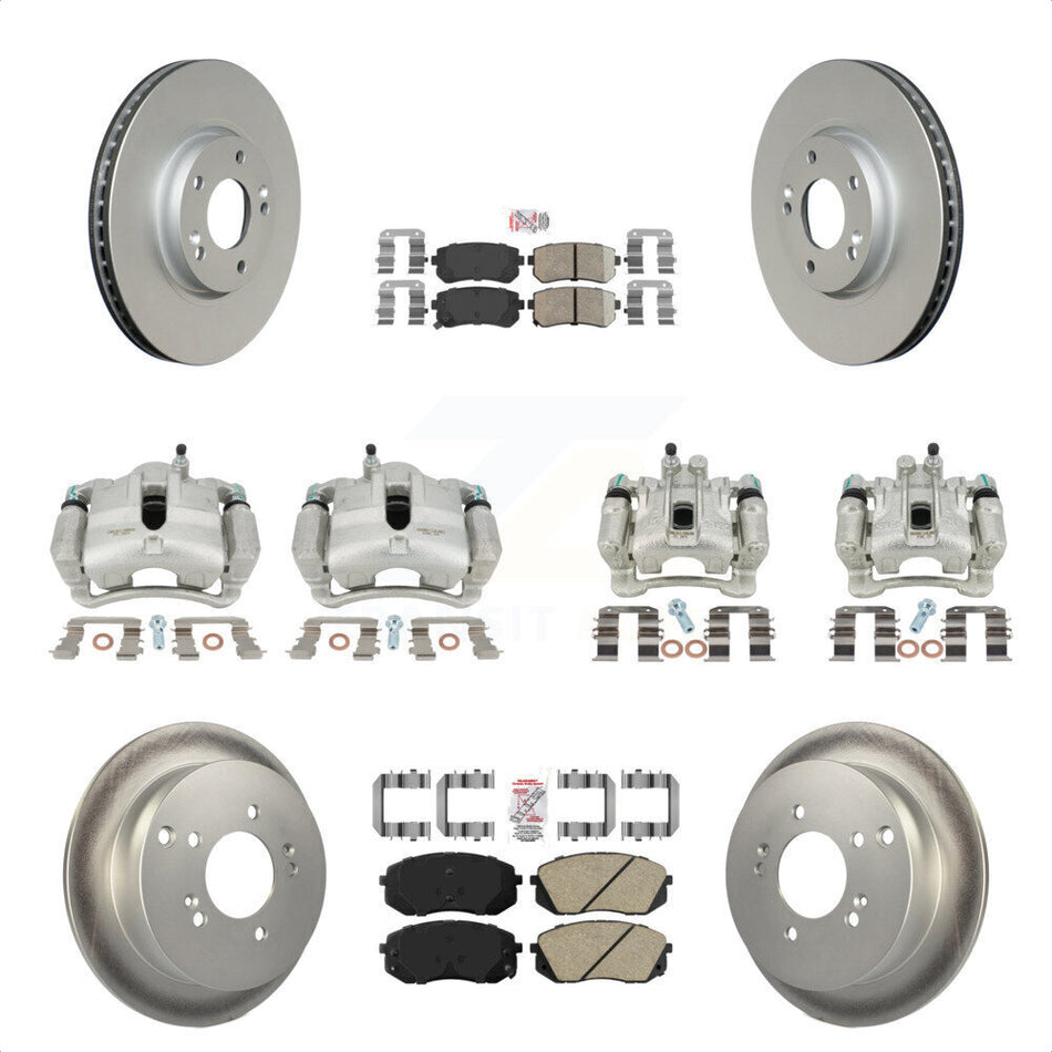 Front Rear Disc Brake Caliper Coated Rotors And Ceramic Pads Kit (10Pc) For Hyundai Tucson Kia Sportage KCG-102194N by Transit Auto