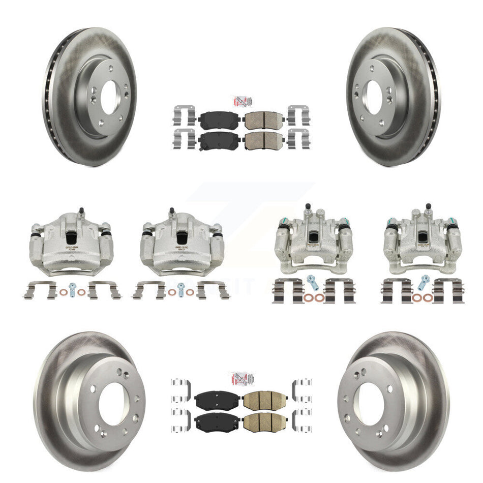 Front Rear Brake Caliper Coat Rotors & Ceramic Pad Kit (10Pc) For Hyundai Tucson Kia FWD KCG-102195N
