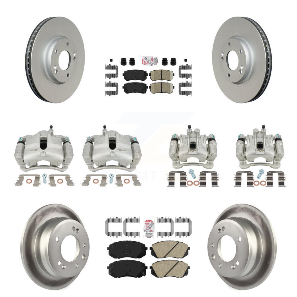 Front Rear Disc Brake Caliper Coated Rotors And Ceramic Pads Kit (10Pc) For Kia Sportage Hyundai Tucson KCG-102196N by Transit Auto