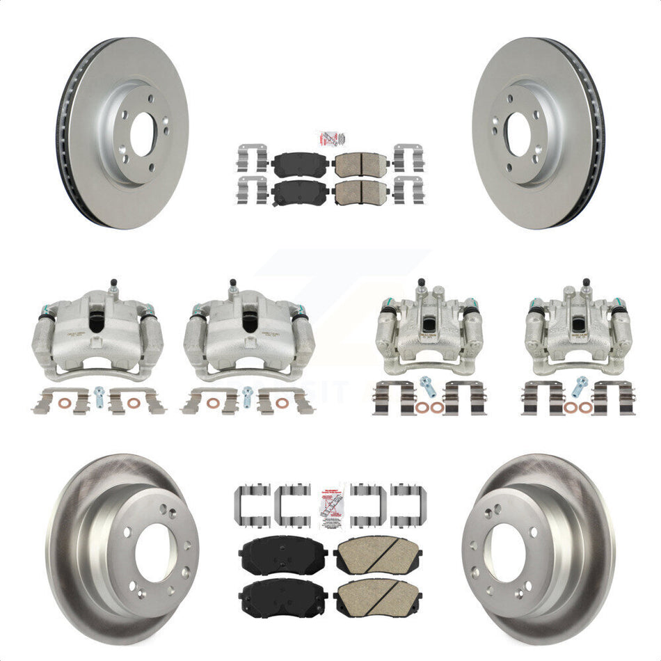 Front Rear Disc Brake Caliper Coated Rotors And Ceramic Pads Kit (10Pc) For Kia Sportage Hyundai Tucson KCG-102197N by Transit Auto