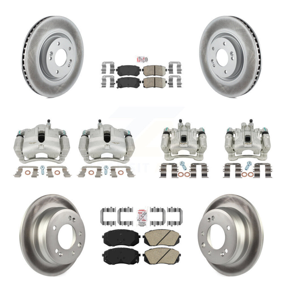 Front Rear Disc Brake Caliper Coated Rotors And Ceramic Pads Kit (10Pc) For 2015 Hyundai Tucson FWD with FUEL CELL EV (FCEV) engine KCG-102199N