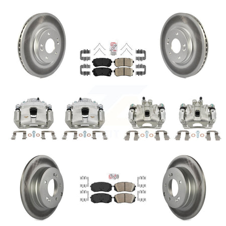 Front Rear Disc Brake Caliper Coated Rotors And Ceramic Pads Kit (10Pc) For Kia Optima KCG-102222N