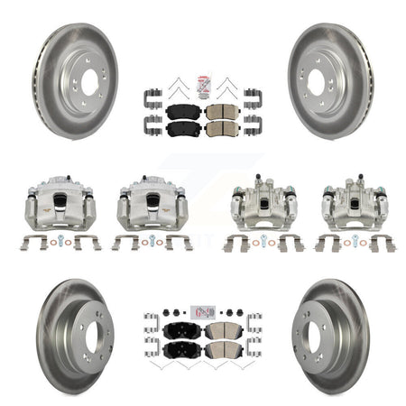 Front Rear Disc Brake Caliper Coated Rotors And Ceramic Pads Kit (10Pc) For Kia Optima KCG-102223N