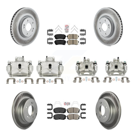 Front Rear Disc Brake Caliper Coated Rotors And Ceramic Pads Kit (10Pc) For Kia Optima KCG-102224N