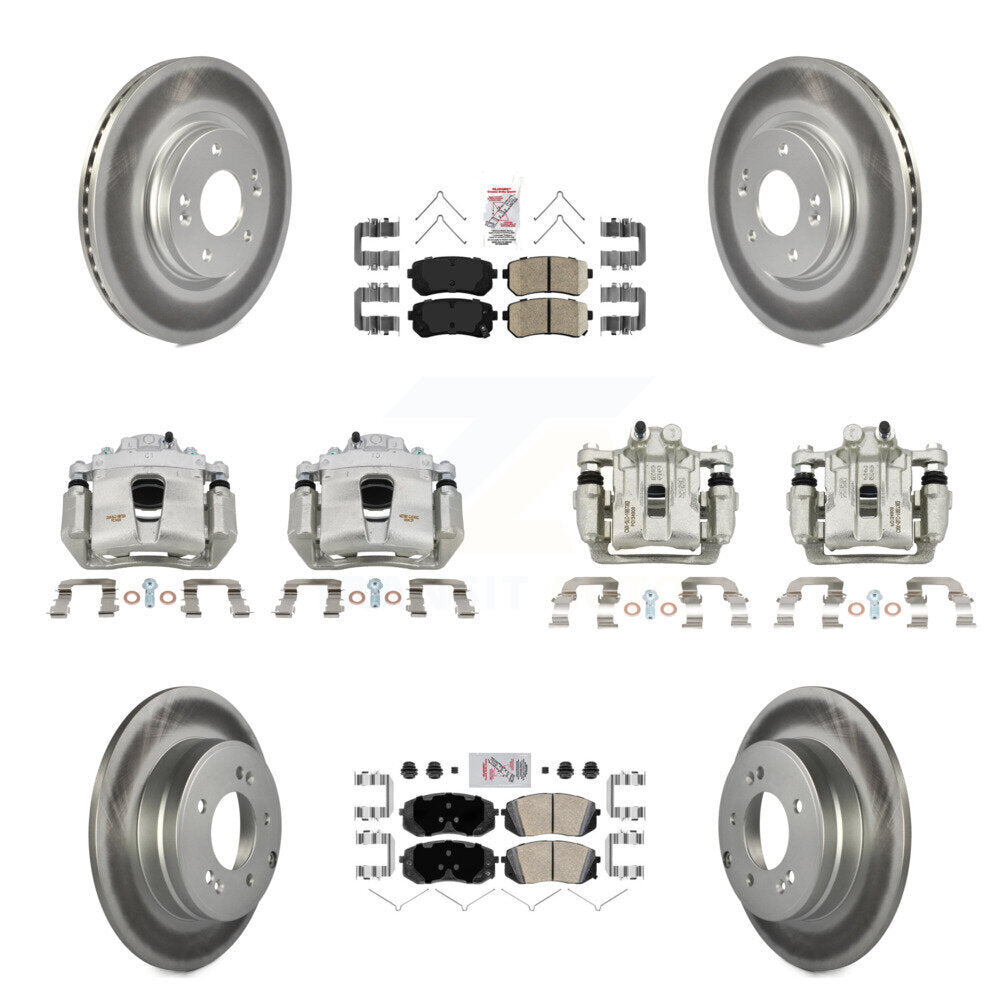 Front Rear Disc Brake Caliper Coated Rotors And Ceramic Pads Kit (10Pc) For Kia Optima KCG-102226N