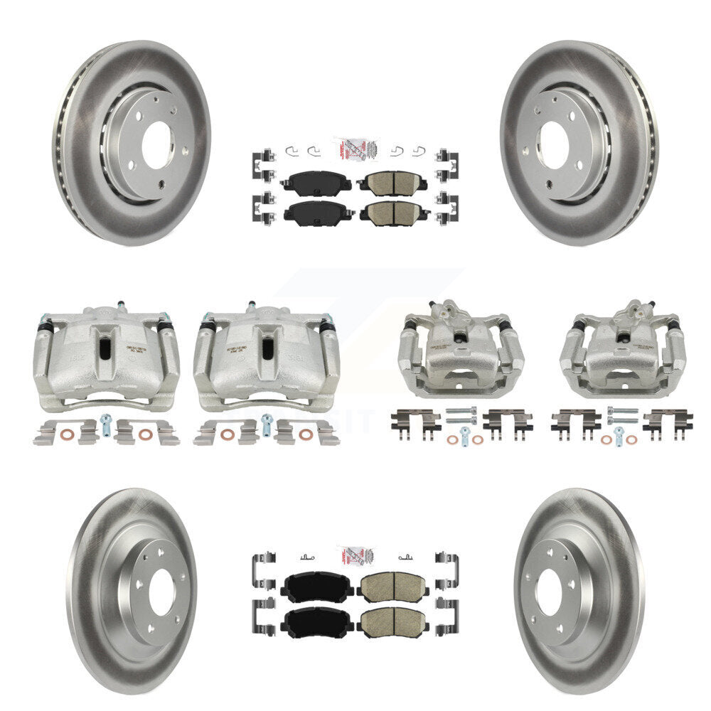 Front Rear Disc Brake Caliper Coated Rotors And Ceramic Pads Kit (10Pc) For Mazda CX-5 KCG-102227N