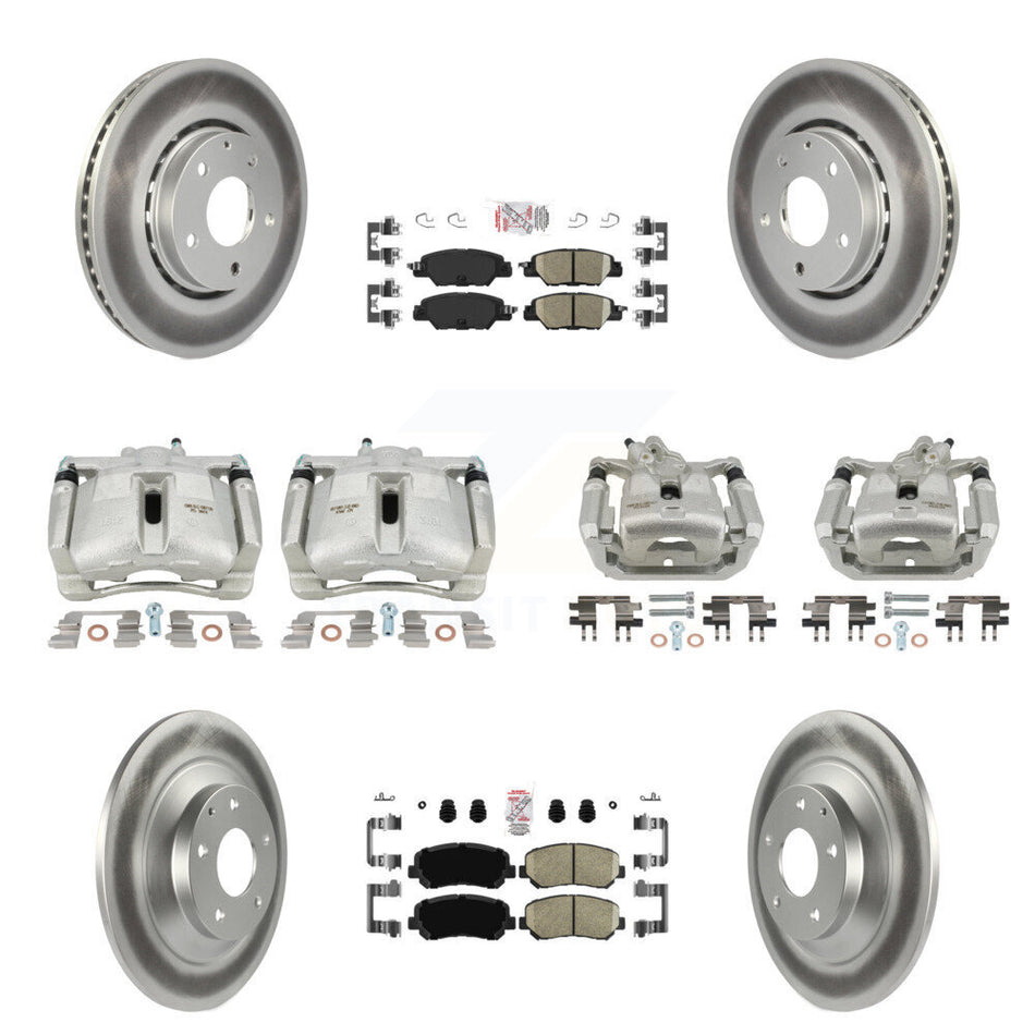 Front Rear Disc Brake Caliper Coated Rotors And Ceramic Pads Kit (10Pc) For Mazda CX-5 KCG-102228N
