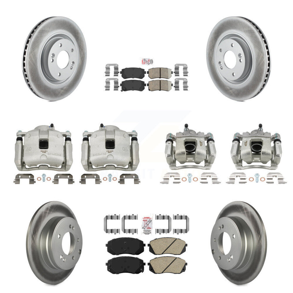 Front Rear Disc Brake Caliper Coated Rotor And Ceramic Pad Kit (10Pc) For Hyundai Tucson KCG-102230N