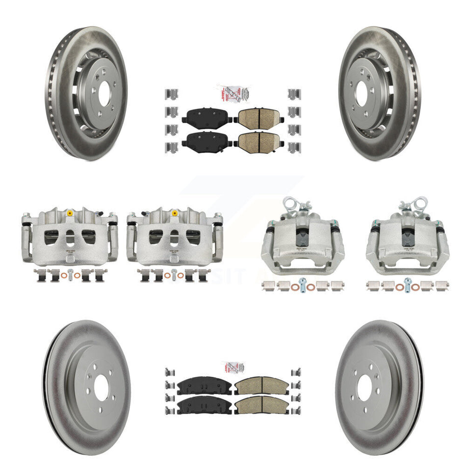 Front Rear Brake Caliper Coat Rotor Ceramic Pad Kit (10Pc) For Ford Explorer Flex Taurus KCG-102241N