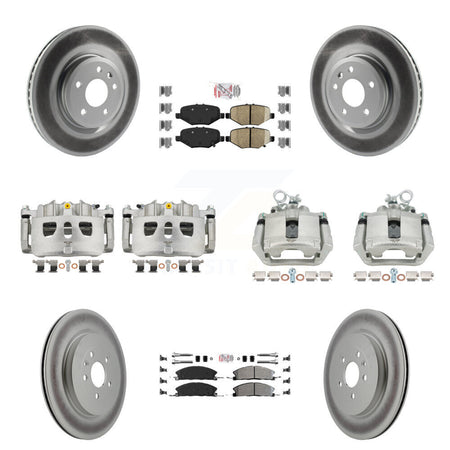 Front Rear Brake Caliper Coat Rotor & Ameribrakes Pad Kit (10Pc) For Ford Explorer Sport KCG-102246N