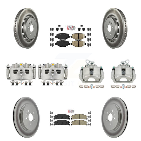 Front Rear Brake Caliper Coat Rotors & Ameribrakes Pad Kit (10Pc) For Ford Explorer Flex KCG-102247N