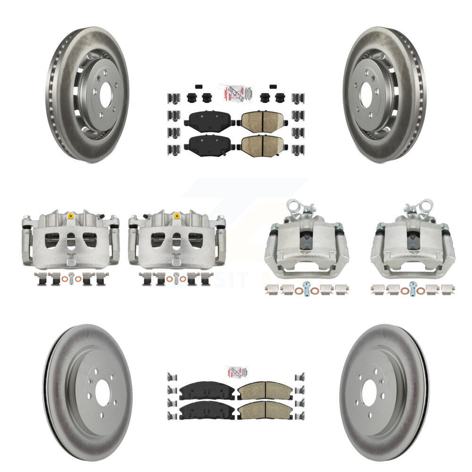 Front Rear Brake Caliper Coat Rotors & Ameribrakes Pad Kit (10Pc) For Ford Explorer Flex KCG-102247N