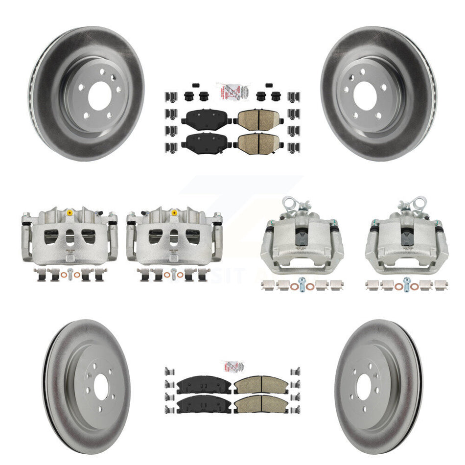 Front Rear Brake Caliper Coat Rotor & Ameribrakes Pad Kit (10Pc) For Ford Explorer Sport KCG-102248N