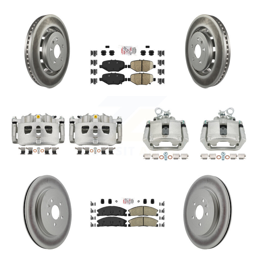 Front Rear Brake Caliper Coat Rotors & Ameribrakes Pad Kit (10Pc) For Ford Explorer Flex KCG-102249N