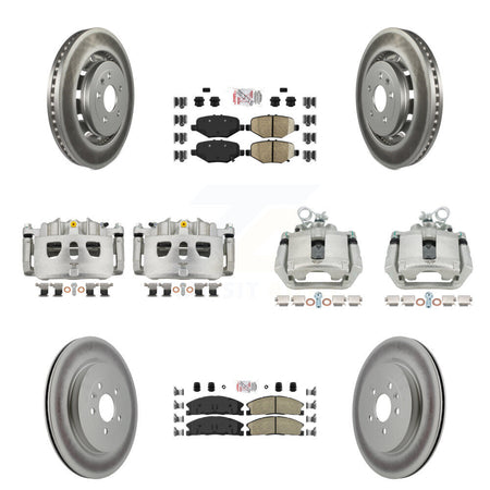Front Rear Brake Caliper Coat Rotors & Ameribrakes Pad Kit (10Pc) For Ford Explorer Flex KCG-102249N