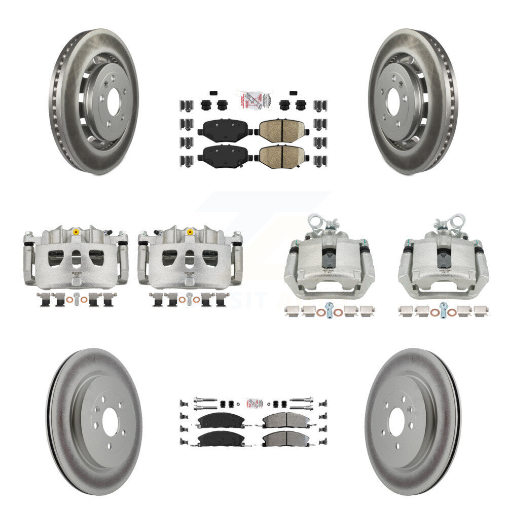 Front Rear Brake Caliper Coat Rotors Semi-Metallic Pad Kit (10Pc) For Ford Explorer Flex KCG-102251N