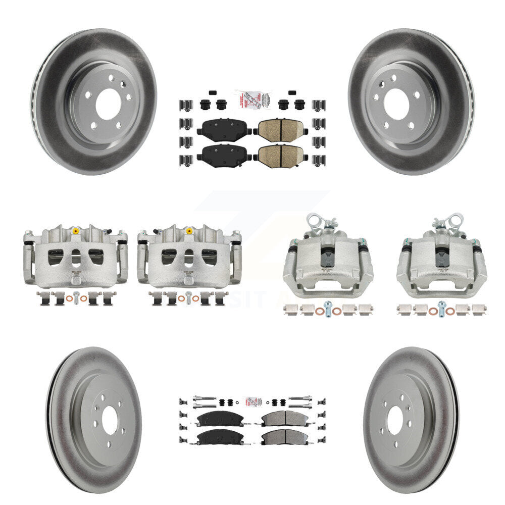Front Rear Brake Caliper Coat Rotor Semi-Metallic Pad Kit (10Pc) For Ford Explorer Sport KCG-102252N