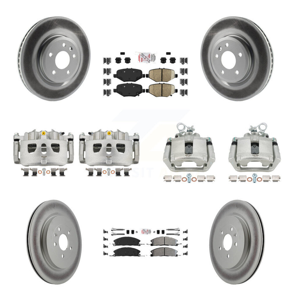 Front Rear Brake Caliper Coat Rotor Semi-Metallic Pad Kit (10Pc) For Ford Explorer Sport KCG-102252N