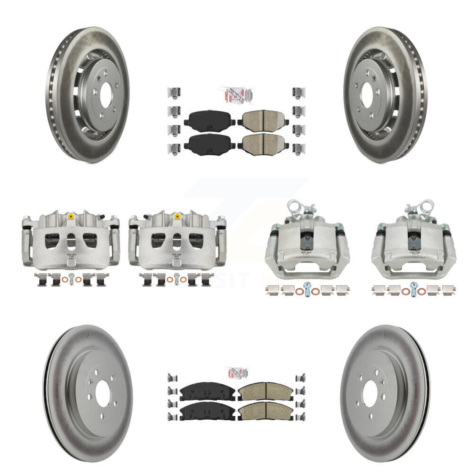 Front Rear Brake Caliper Coat Rotors Ceramic Pad Kit (10Pc) For Ford Explorer Police MKS KCG-102253N