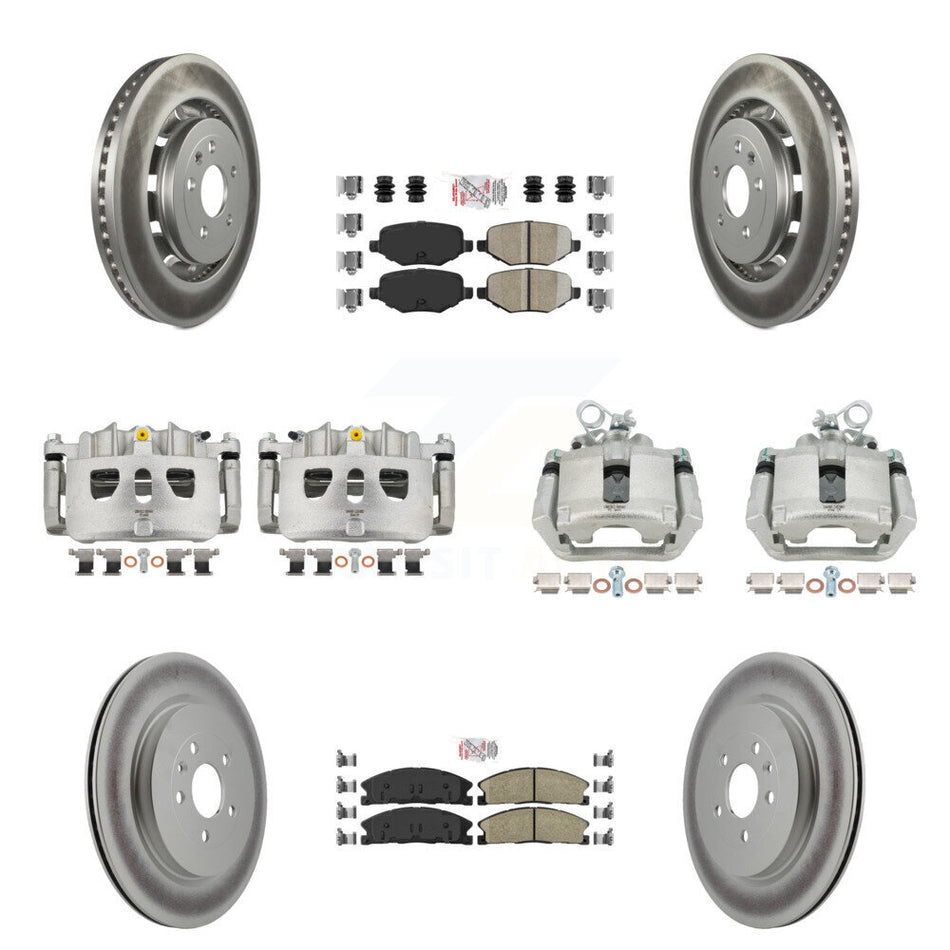 Front Rear Brake Caliper Coat Rotors Ceramic Pad Kit (10Pc) For Ford Explorer Police MKS KCG-102256N