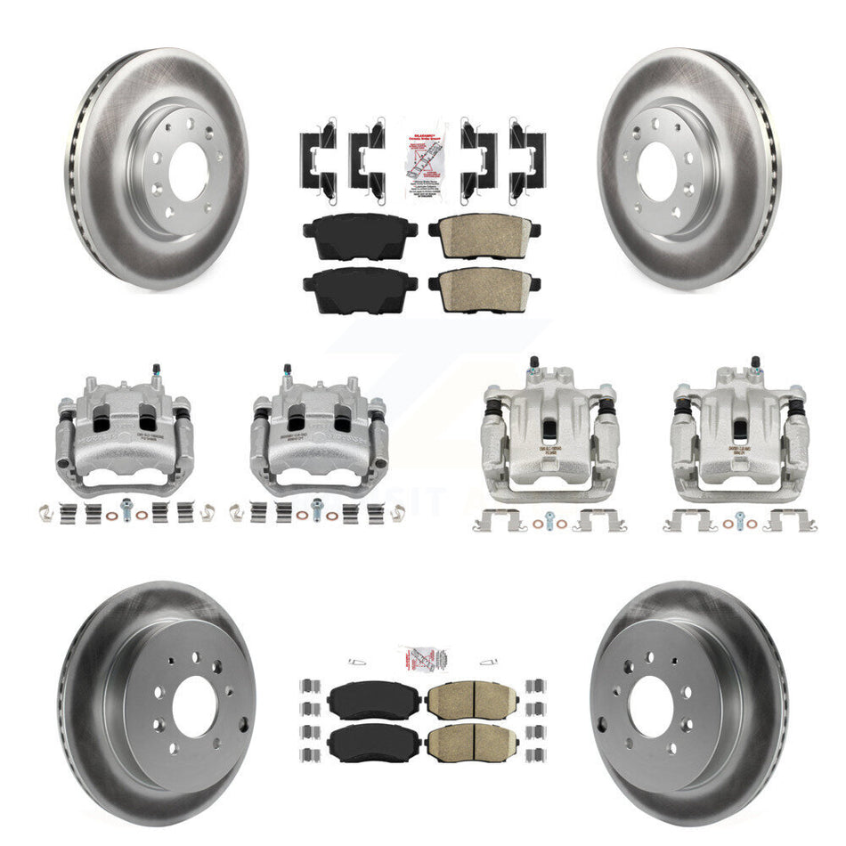 Front Rear Disc Brake Caliper Coat Rotor Ceramic Pad Kit (10Pc) For Mazda CX-7 Ford Edge KCG-102267N