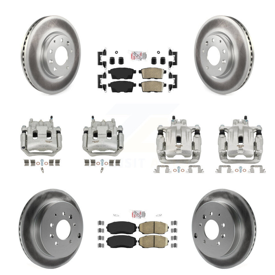 Front Rear Brake Caliper Coat Rotor Ceramic Pad Kit (10Pc) For 2007-2009 Lincoln MKX FWD KCG-102277N