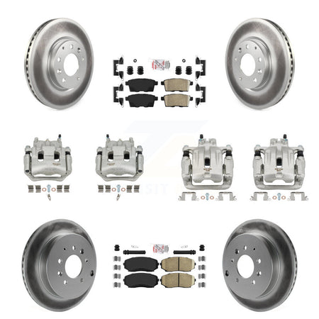 Front Rear Brake Caliper Coat Rotor Ceramic Pad Kit (10Pc) For 2007-2009 Lincoln MKX FWD KCG-102278N