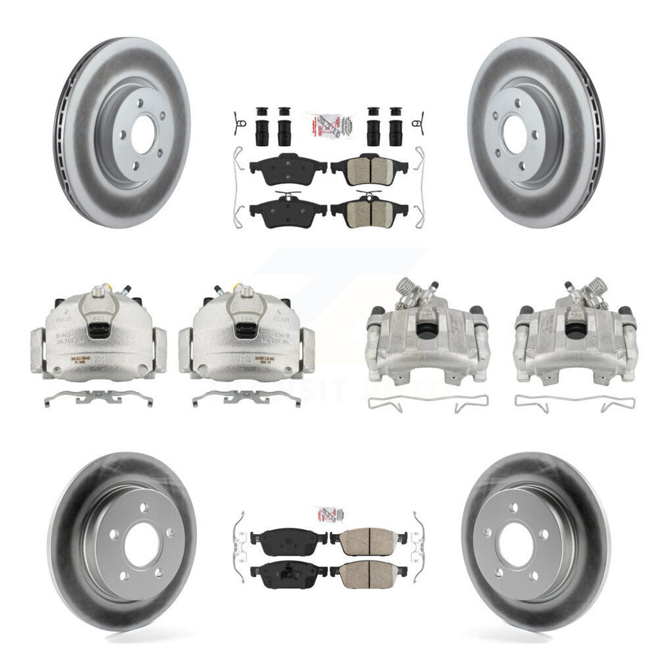 Front Rear Brake Caliper Coat Rotor & Ceramic Pad Kit (10Pc) For 2013-2018 Ford Focus ST KCG-102279N