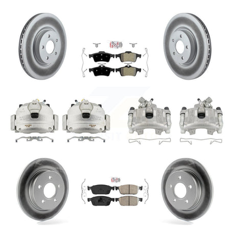 Front Rear Brake Caliper Coat Rotor & Ameribrakes Pad Kit (10Pc) For 13-18 Ford Focus ST KCG-102281N