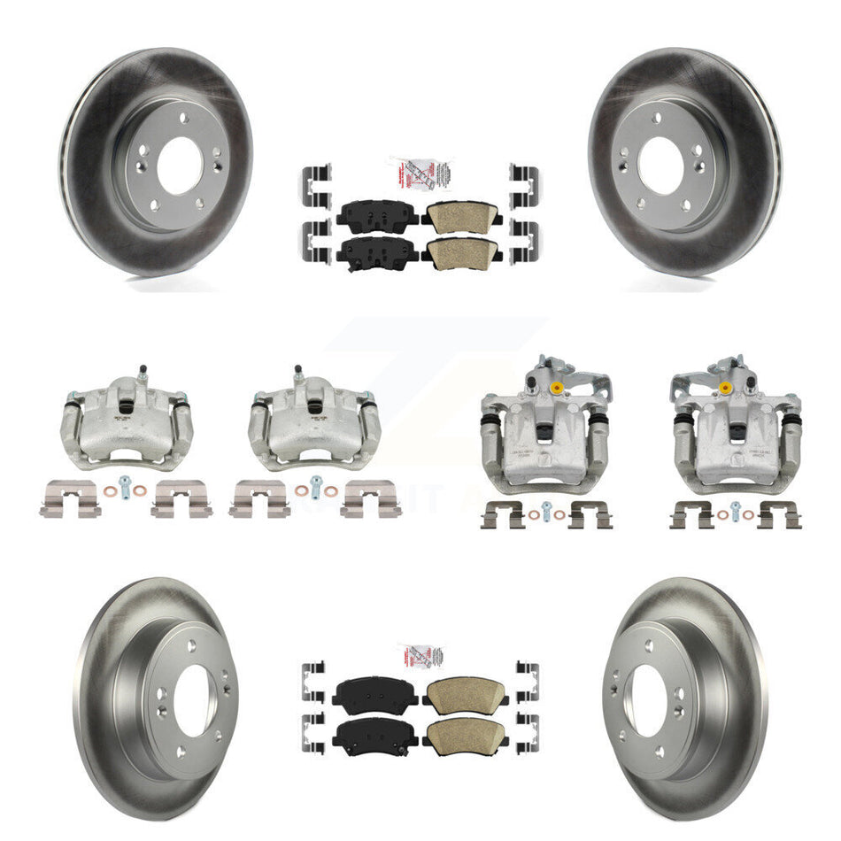 Front Rear Brake Caliper Coat Rotors & Ceramic Pad Kit (10Pc) For Hyundai Elantra GT Kia KCG-102283N