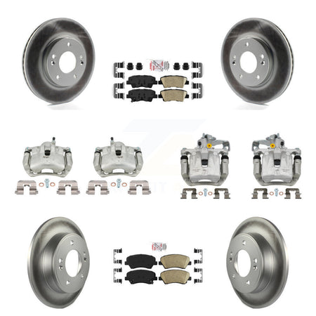 Front Rear Brake Caliper Coat Rotors & Ceramic Pad Kit (10Pc) For Hyundai Elantra GT Kia KCG-102285N