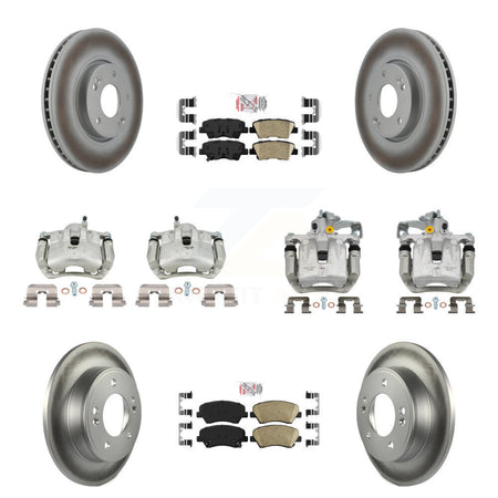 Front Rear Disc Brake Caliper Coat Rotor Ceramic Pad Kit (10Pc) For 2014 Kia Forte Sedan KCG-102289N