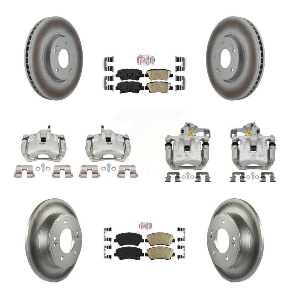 Front Rear Disc Brake Caliper Coat Rotor Ceramic Pad Kit (10Pc) For 2014 Kia Forte Sedan KCG-102289N