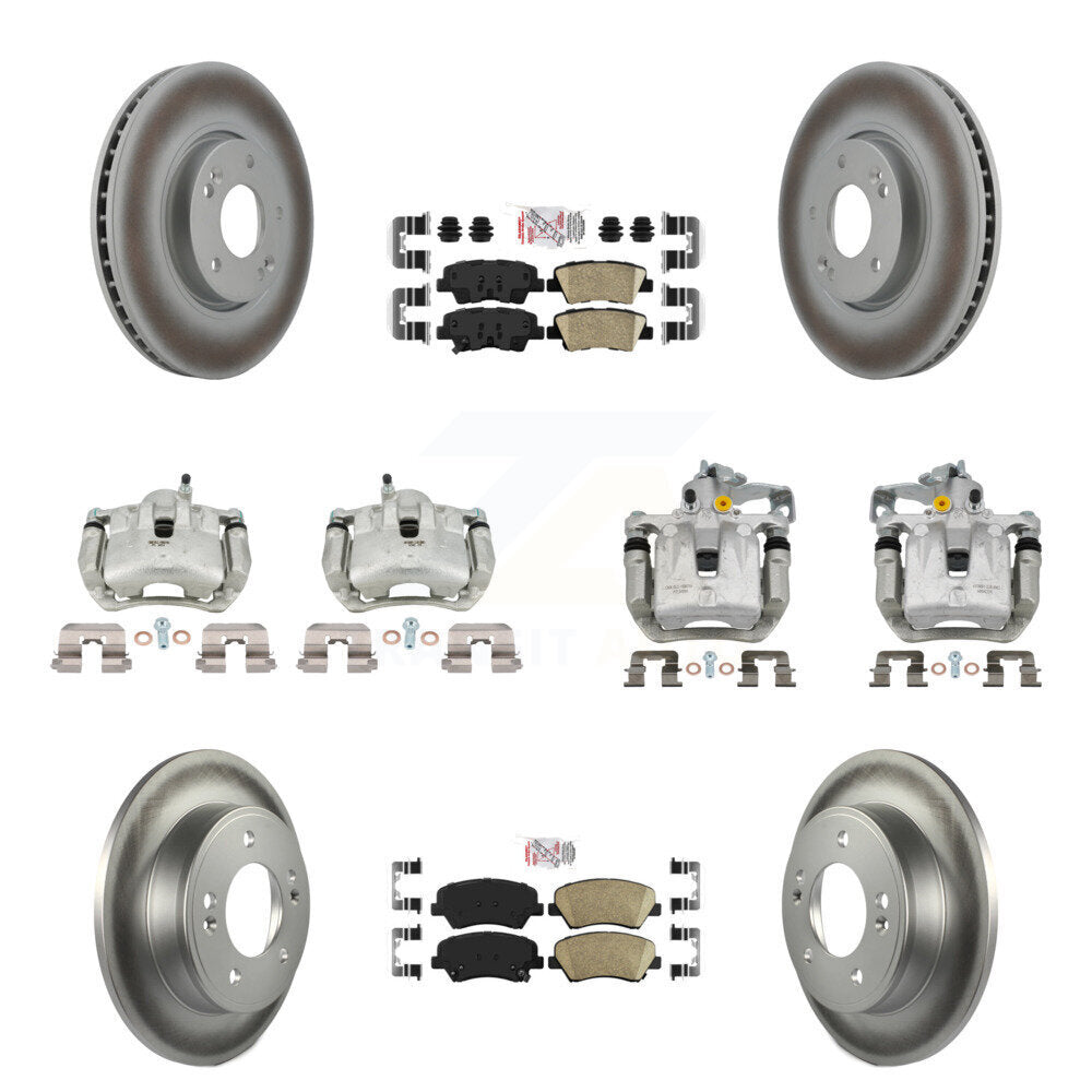 Front Rear Disc Brake Caliper Coat Rotor Ceramic Pad Kit (10Pc) For 2014 Kia Forte Sedan KCG-102291N