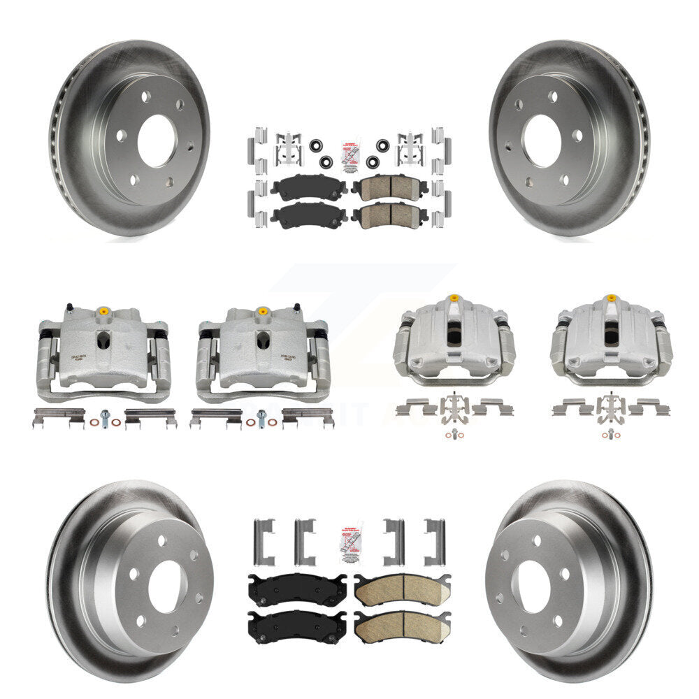 Front Rear Brake Caliper Coat Rotor & Ceramic Pad Kit (10Pc) For Chevrolet GMC Silverado KCG-102304N