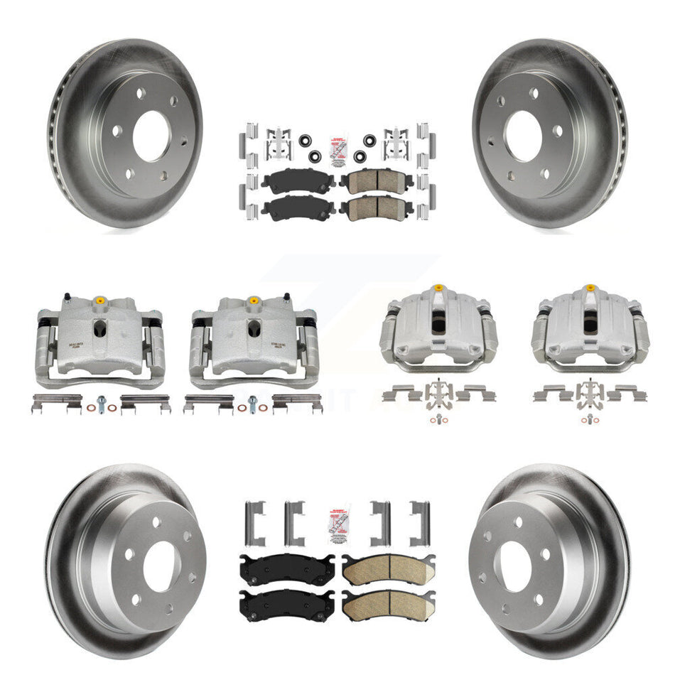 Front Rear Brake Caliper Coat Rotor & Ceramic Pad Kit (10Pc) For Chevrolet GMC Silverado KCG-102304N
